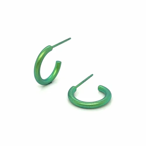 Small Round Green Hoop Earrings